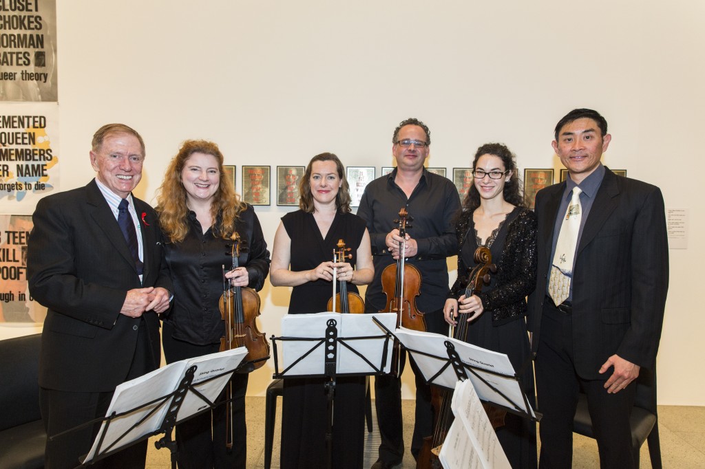 Michael Kirby, Acacia Quartet and Lyle Chan. At David McDiarmid retrospective, National Gallery of Victoria, National Gallery of Victoria, July 23, 2014